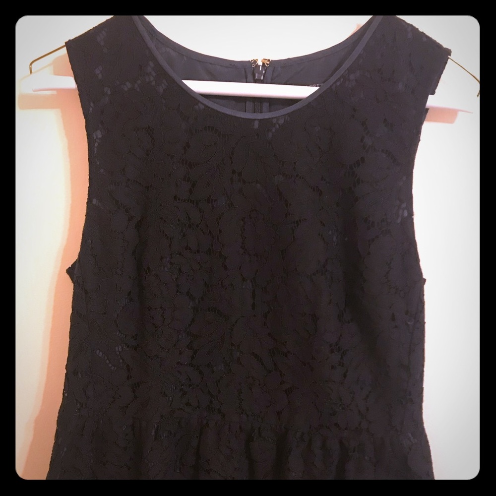 Jcrew black lace peplum top